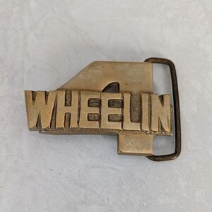 Vintage Brass Four Wheelin' Belt Buckle
